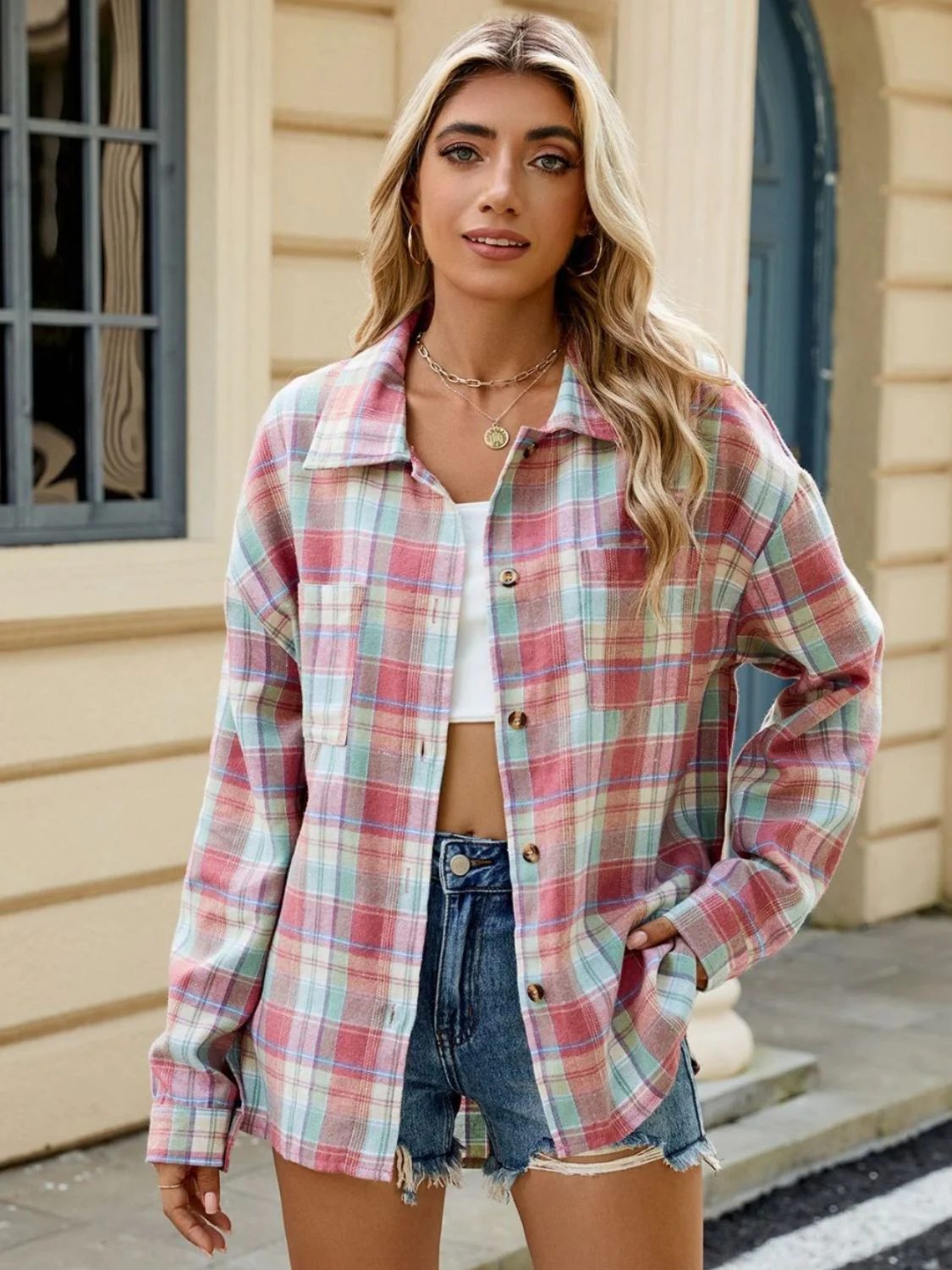 Anne | Chemise longue à carreaux pour femme | Moderne – Image 4