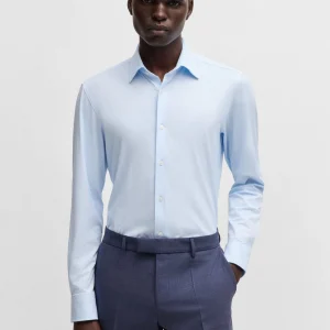 Chemise BOSS ajustée bleue stretch