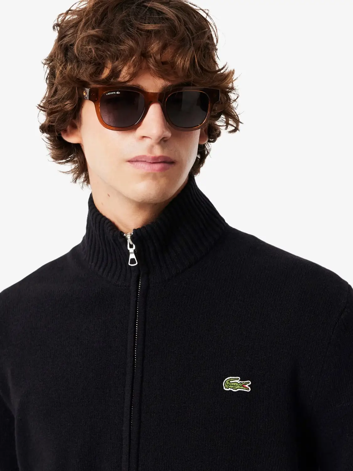 Gilet zippé Lacoste noir en laine – Image 2