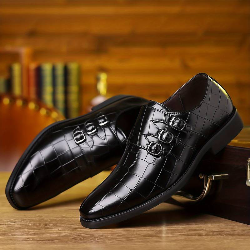 Chaussures Invité De Mariage De Soirée Pour Homme À Triple Boucle | Bout Pointu – Image 3