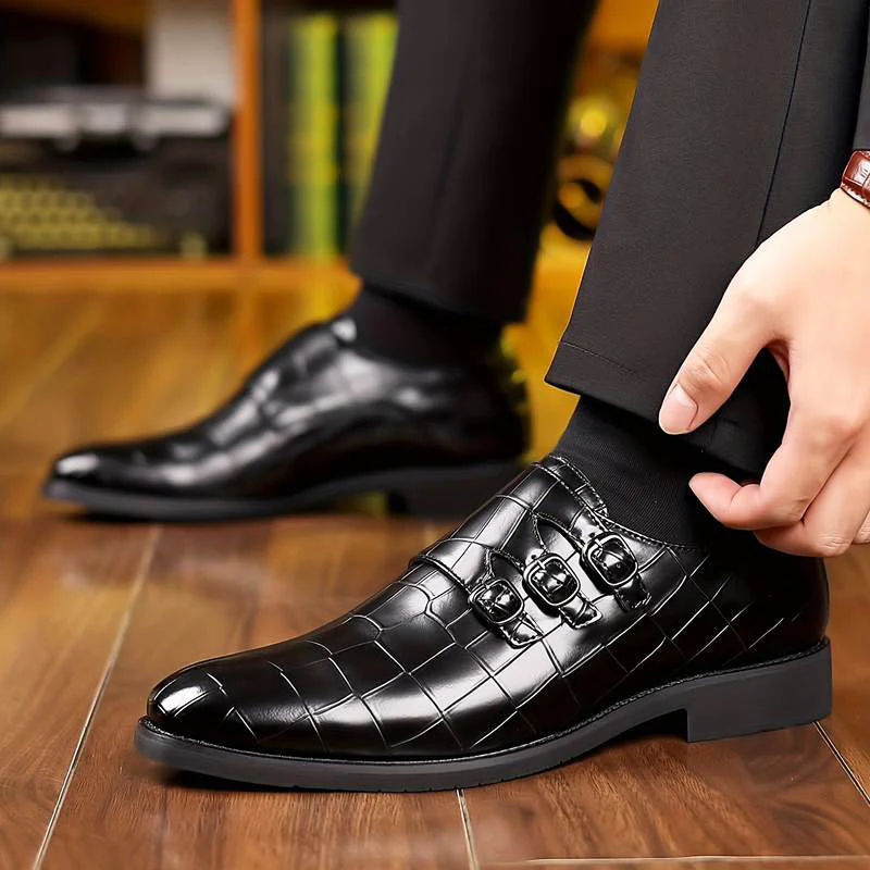 Chaussures Invité De Mariage De Soirée Pour Homme À Triple Boucle | Bout Pointu – Image 6