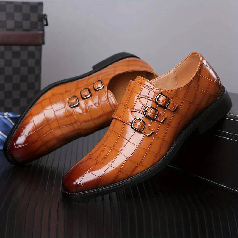 Chaussures Invité De Mariage De Soirée Pour Homme À Triple Boucle | Bout Pointu – Image 2