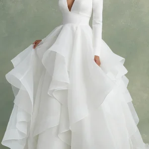 Robe De Mariée Pour Invitée Blanche À Volants Pour Femme | Maxi