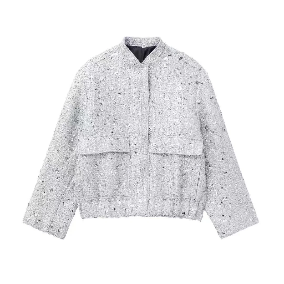 Veste De Femme Manches Longues Pailletten | Court