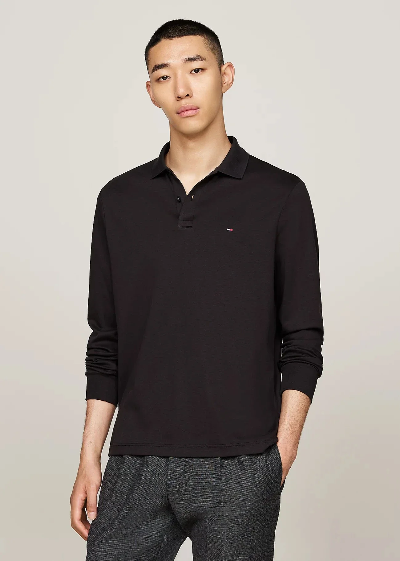 Polo manches longues Tommy Hilfiger noir