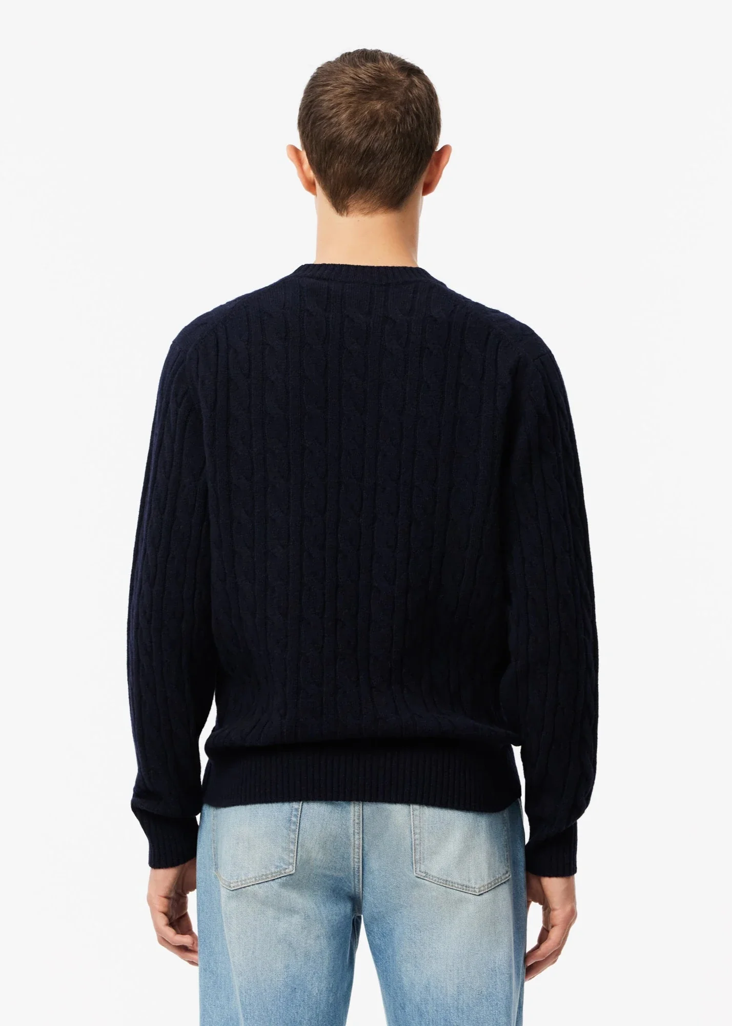 Pull torsadé Lacoste marine en laine – Image 4