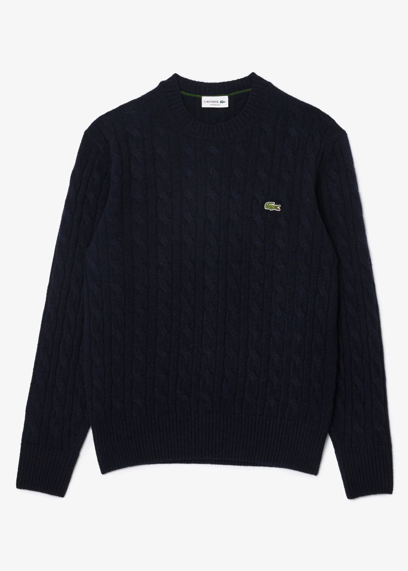 Pull torsadé Lacoste marine en laine – Image 5