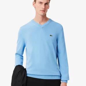 Pull col V Lacoste bleu