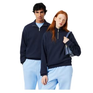 LACOSTE Sweatshirt col zippé molleton marine