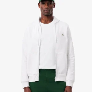 Sweat zippé à capuche Lacoste blanc