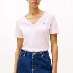 T-Shirt col V femme Tommy Hilfiger rose