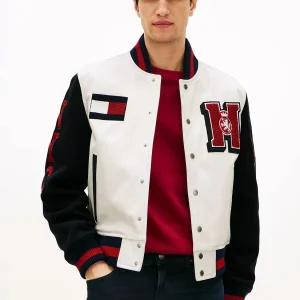 Veste Tommy Hilfiger blanche en cuir