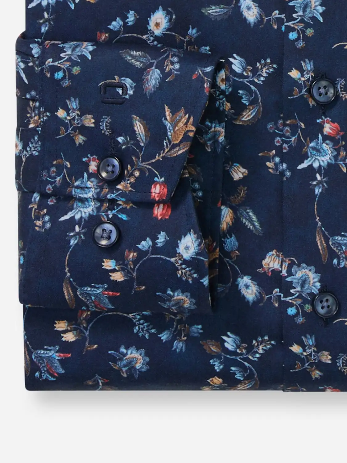 Chemise à motifs OLYMP droite marine en coton – Image 3