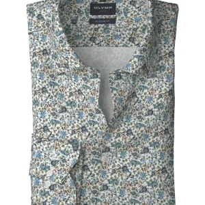 Chemise à motifs OLYMP droite blanche en coton