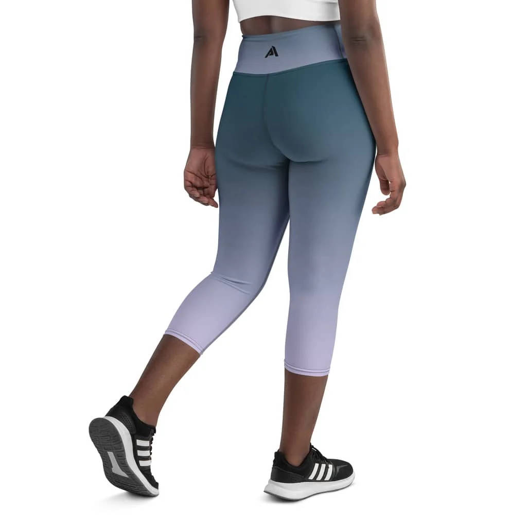 🏷️ Collant court sport femme dégradé violet bleu – Dynamique – Image 2