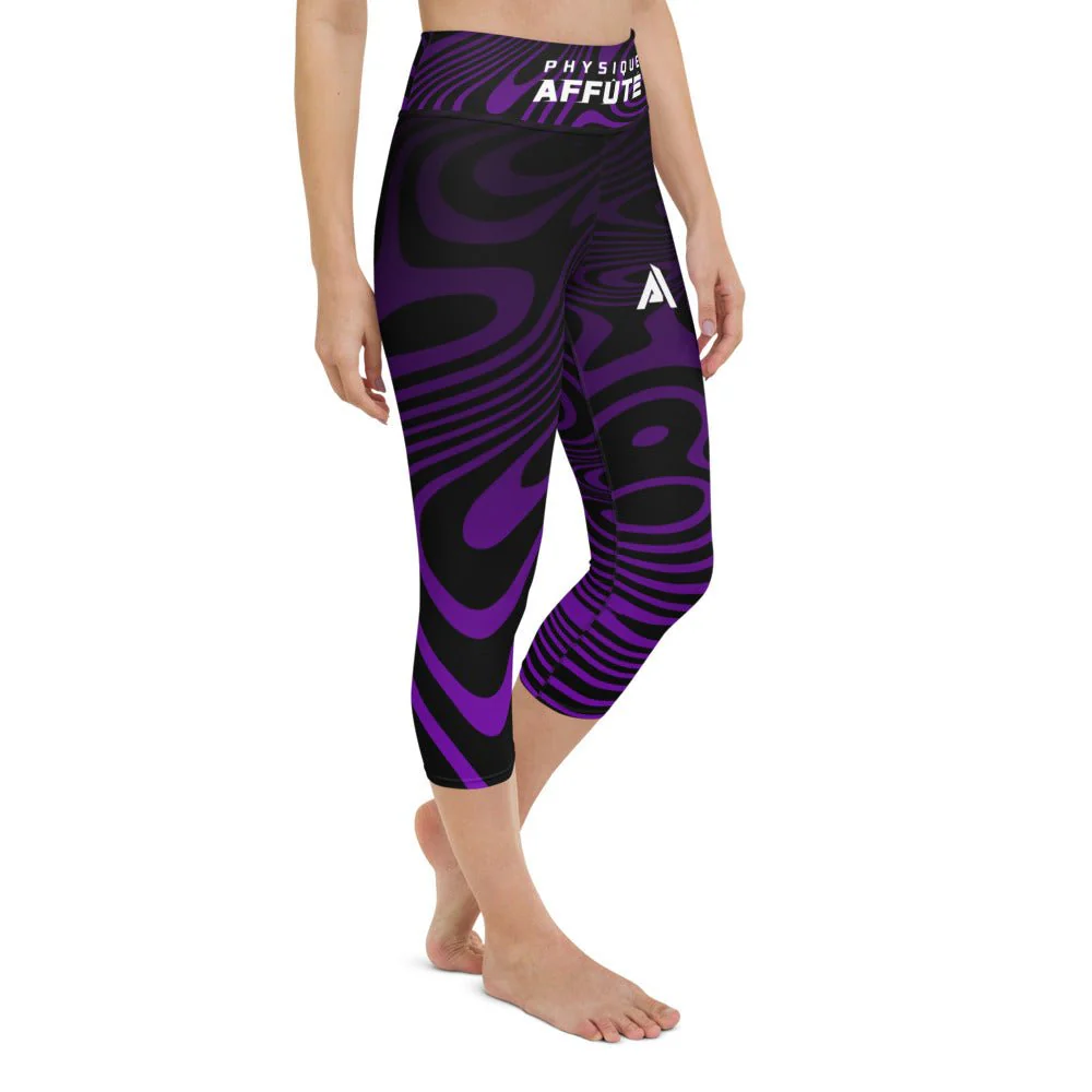 💜🖤 Collant Court Sport Femme Noir Violet – Motif Graphique – Image 3