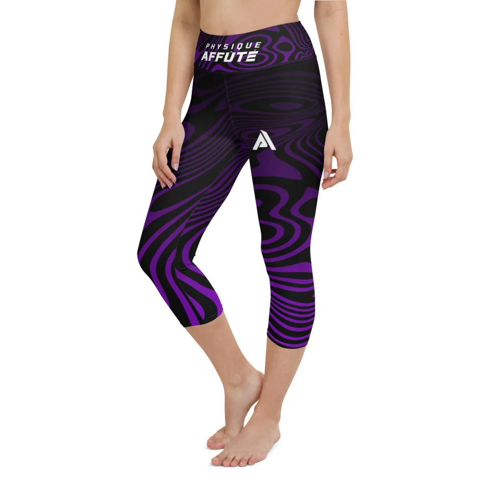 💜🖤 Collant Court Sport Femme Noir Violet – Motif Graphique – Image 2