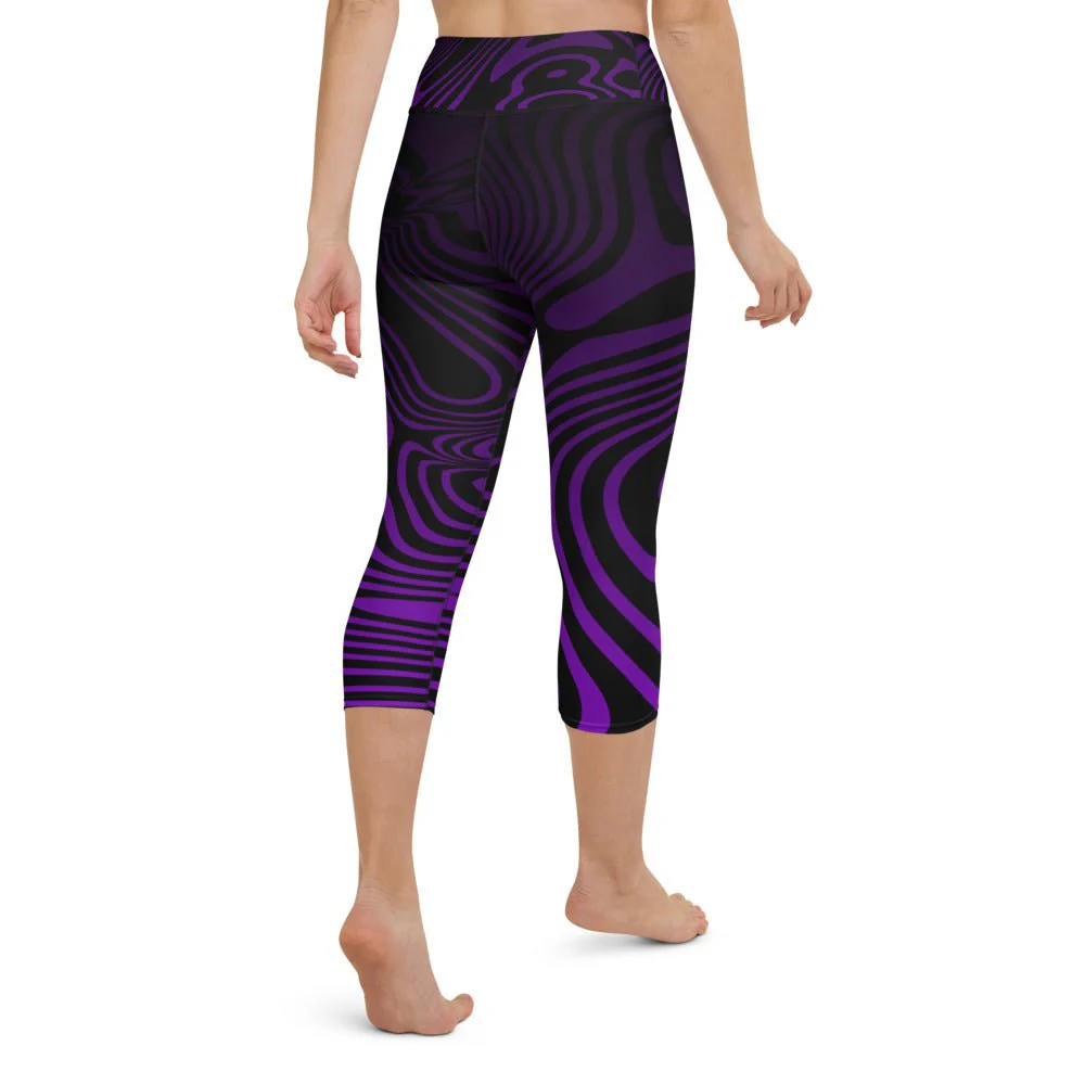 💜🖤 Collant Court Sport Femme Noir Violet – Motif Graphique – Image 4
