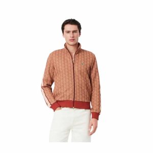 LACOSTE Veste zippée Paris monogramme terracotta