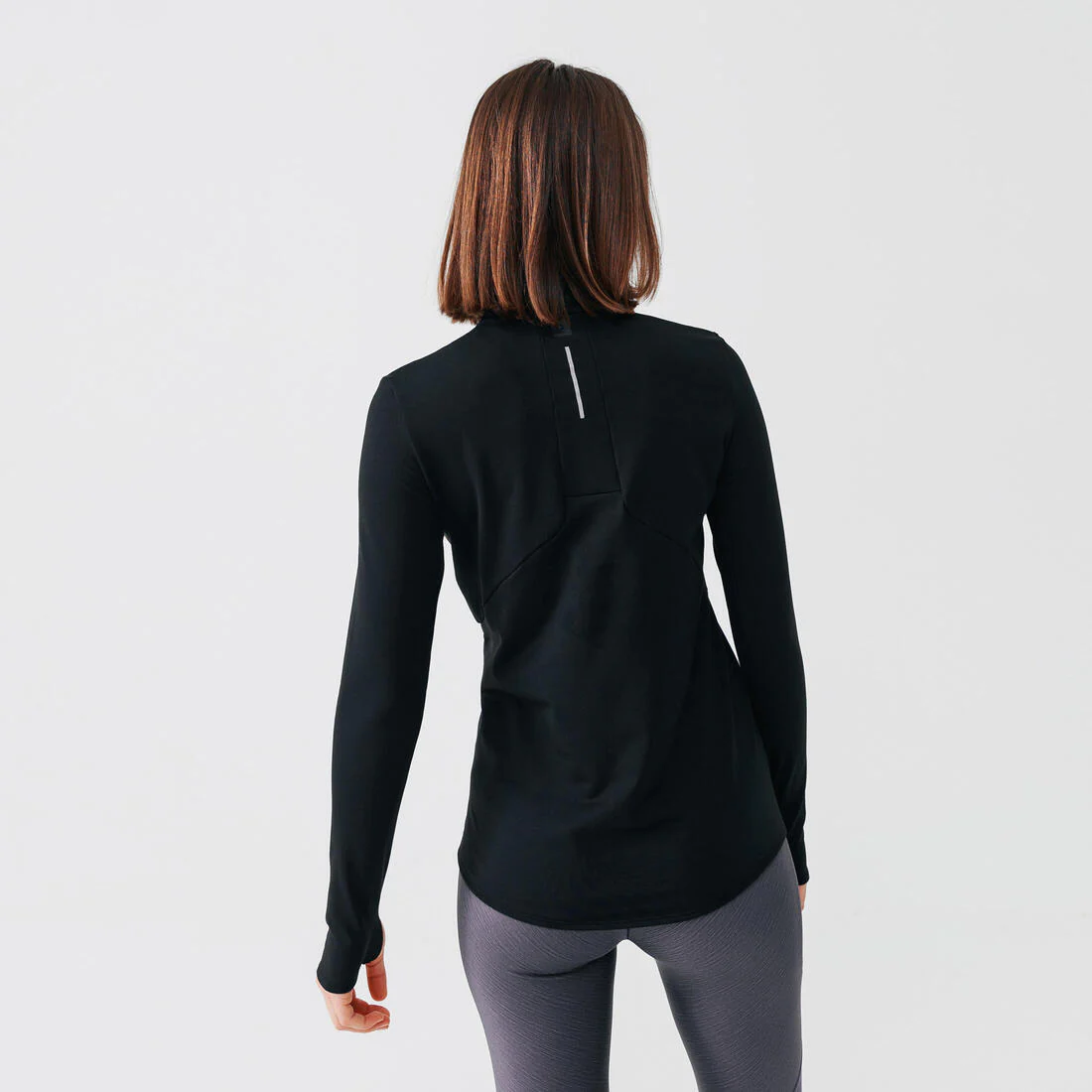 T-shirt manches longues chaud running femme - Zip warm – Image 2