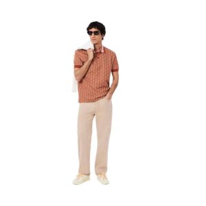 LACOSTE Polo jacquard monogramme terracotta