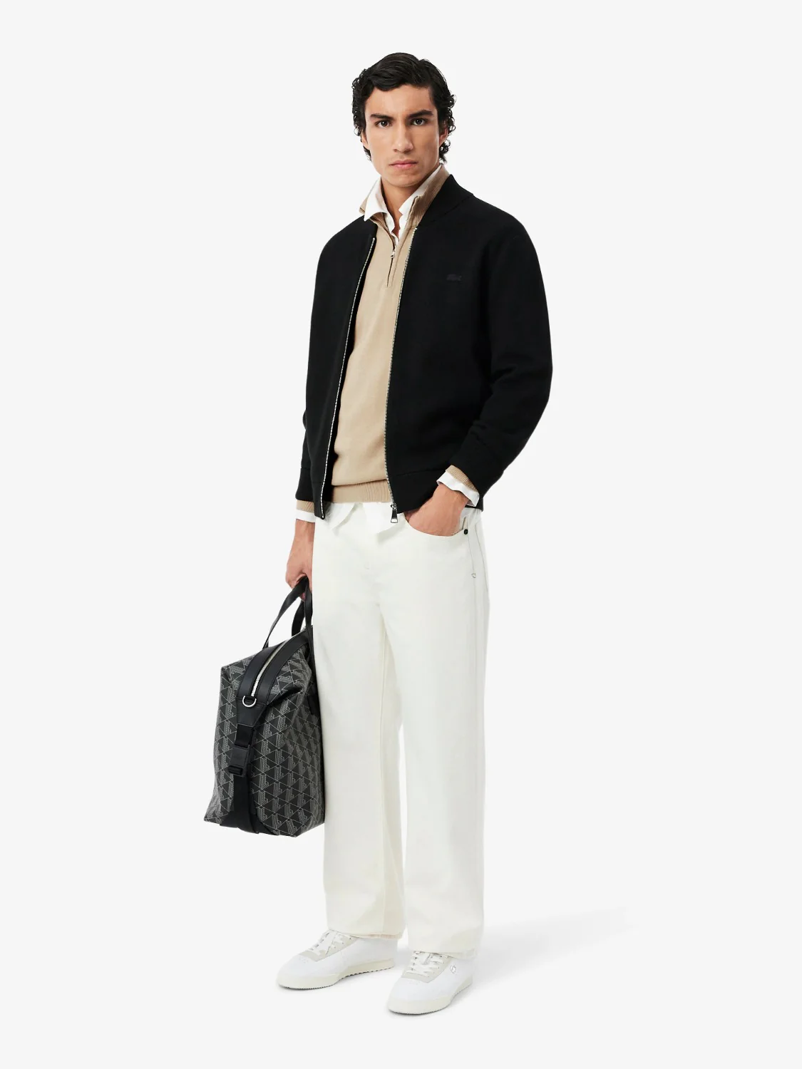 Pull camionneur Lacoste beige en coton – Image 4
