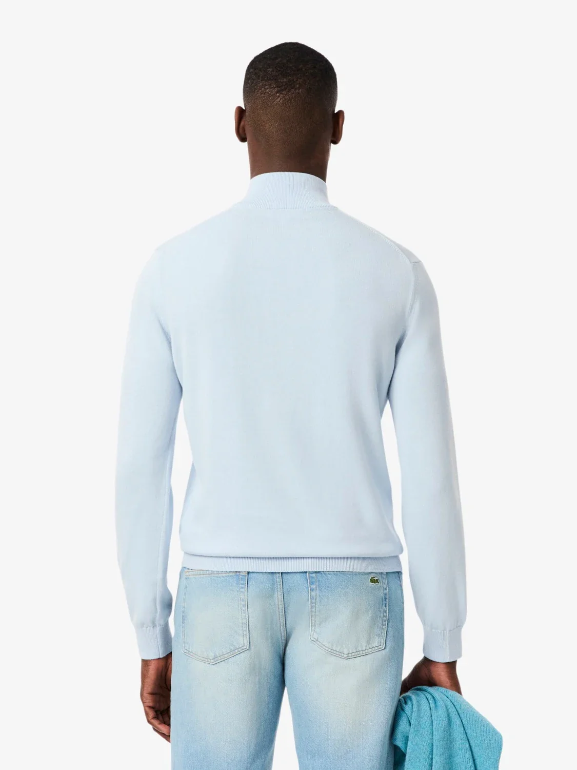 Pull camionneur Lacoste bleu en coton – Image 3