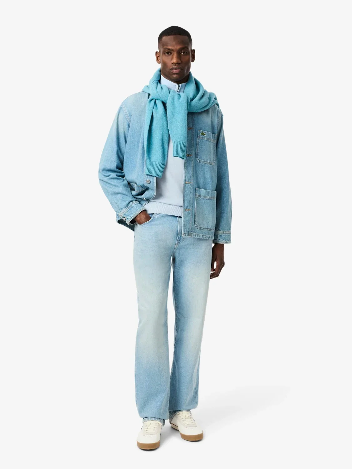 Pull camionneur Lacoste bleu en coton – Image 4