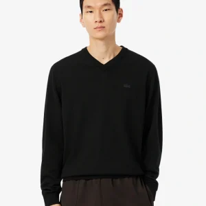 Pull col V Lacoste noir en laine