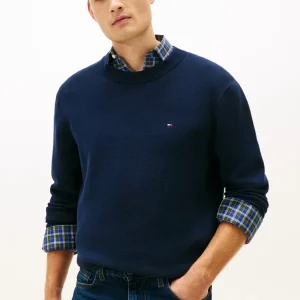 Pull Tommy Hilfiger marine en coton