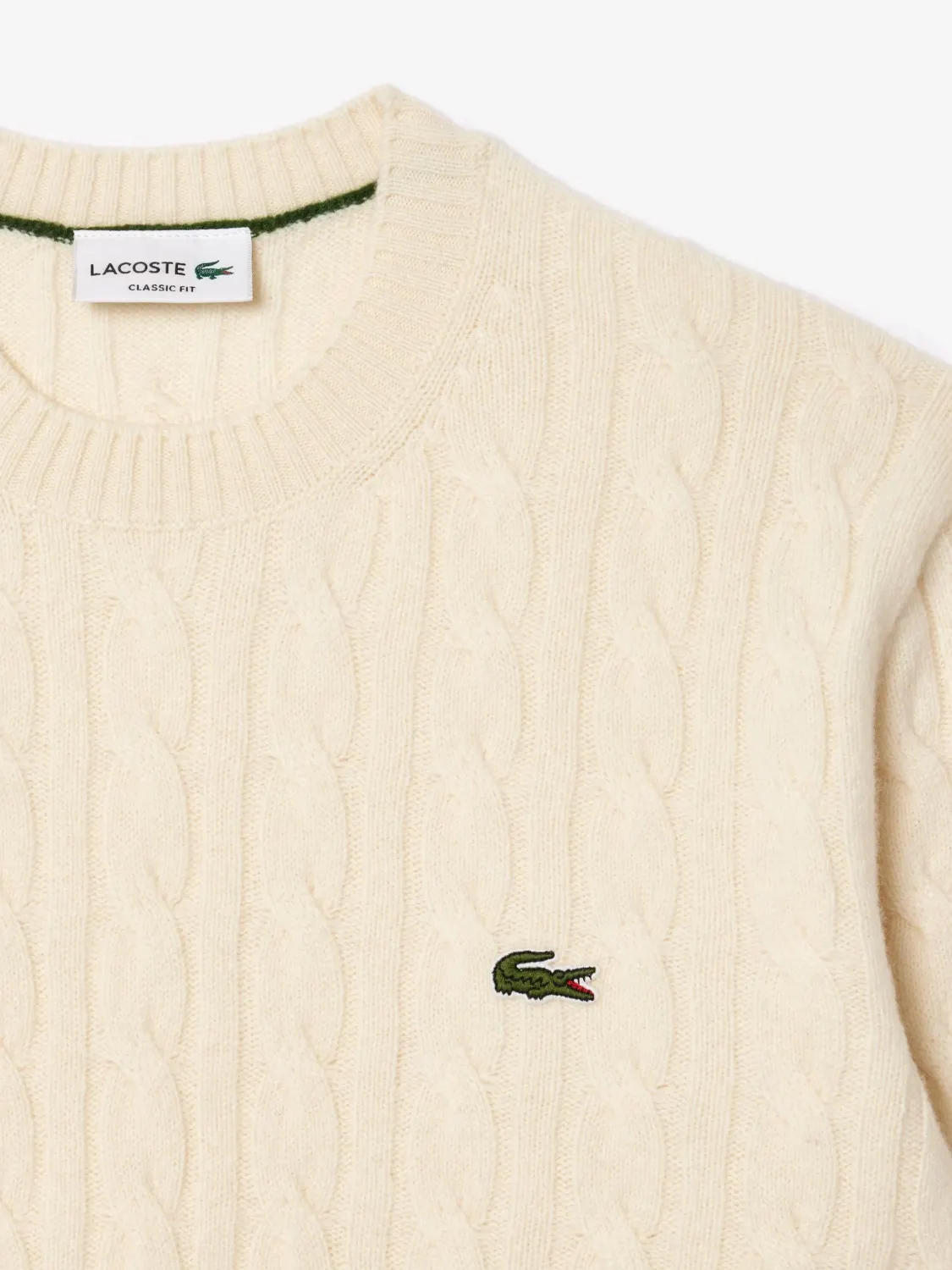 Pull torsadé Lacoste beige en laine – Image 6