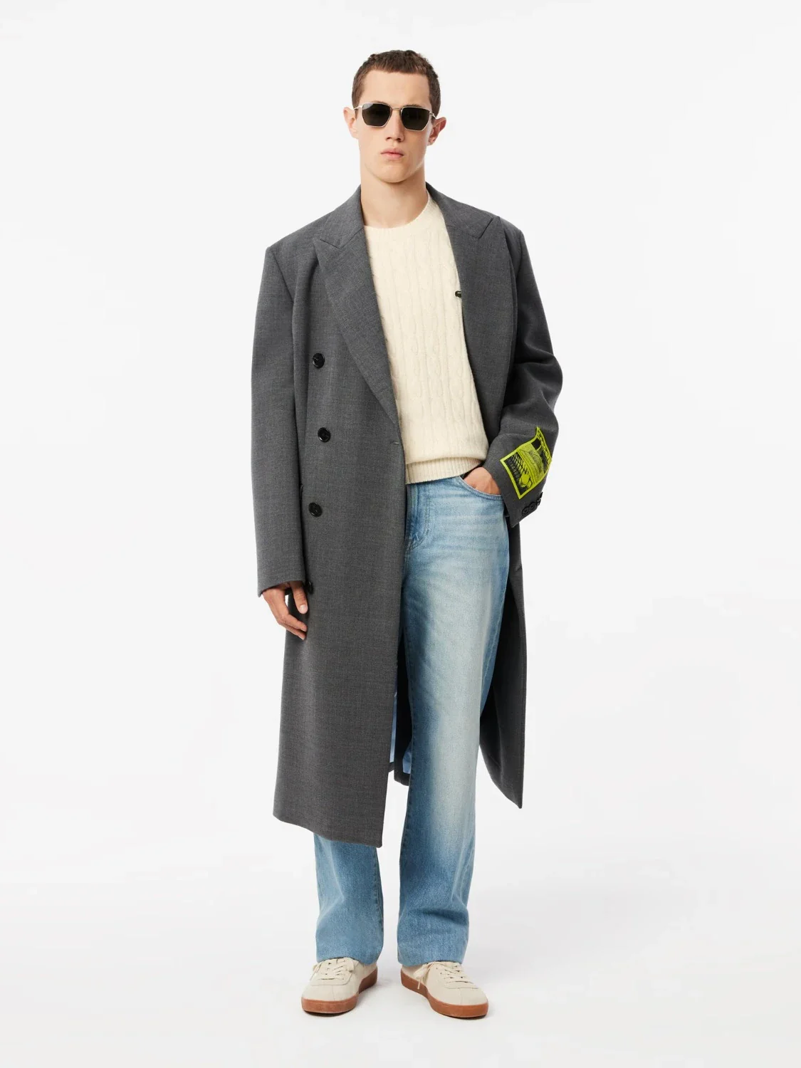 Pull torsadé Lacoste beige en laine – Image 2