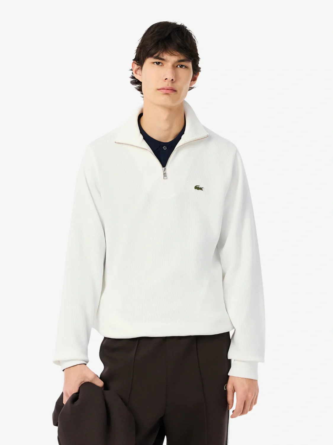 Sweat camionneur Lacoste blanc