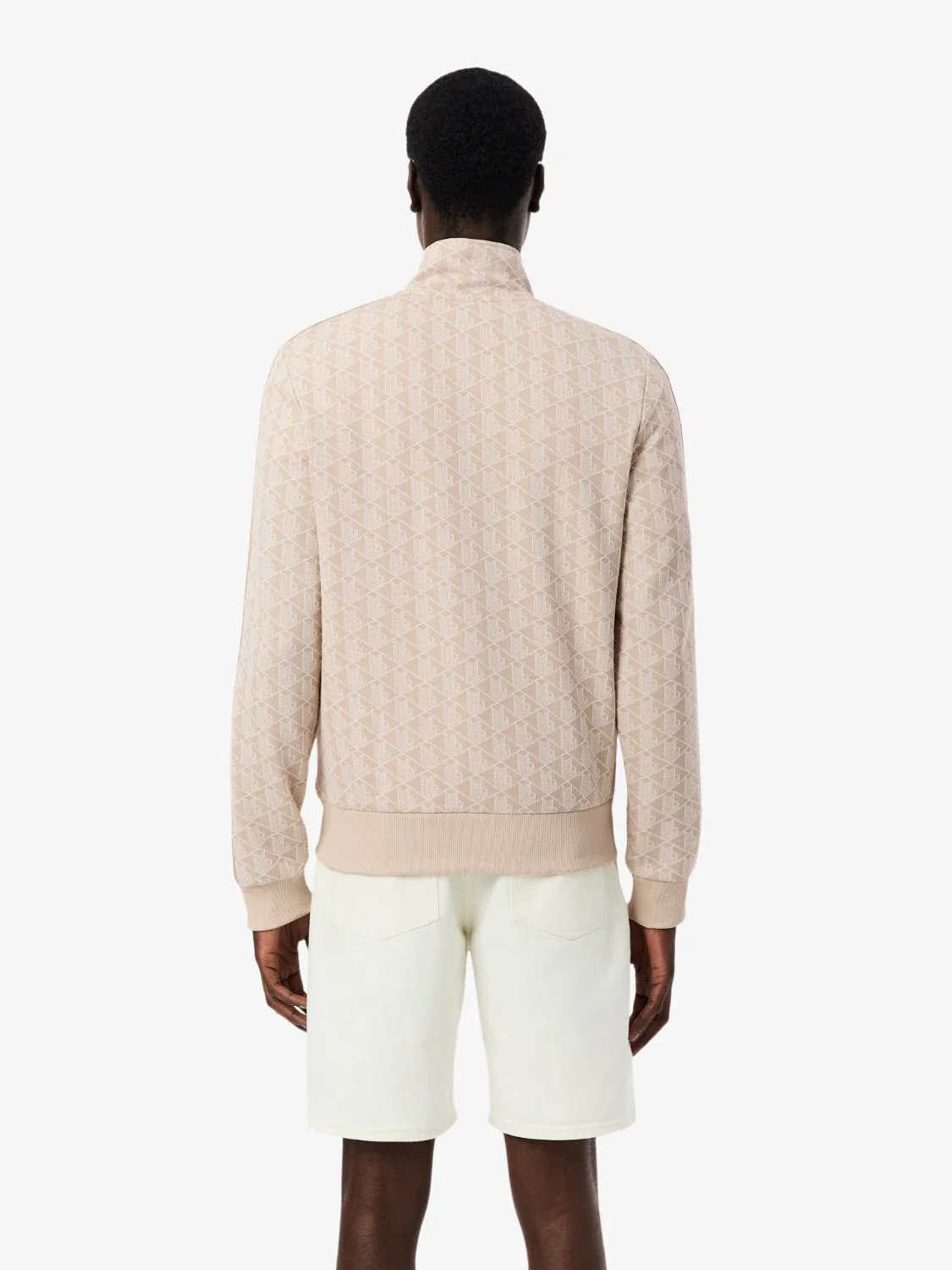 Sweat jacquart monogramme Lacoste beige – Image 3