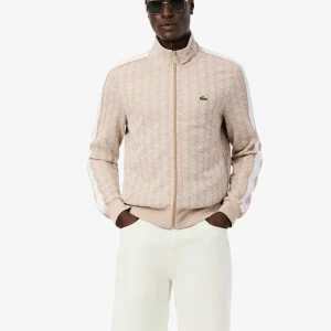 Sweat jacquart monogramme Lacoste beige