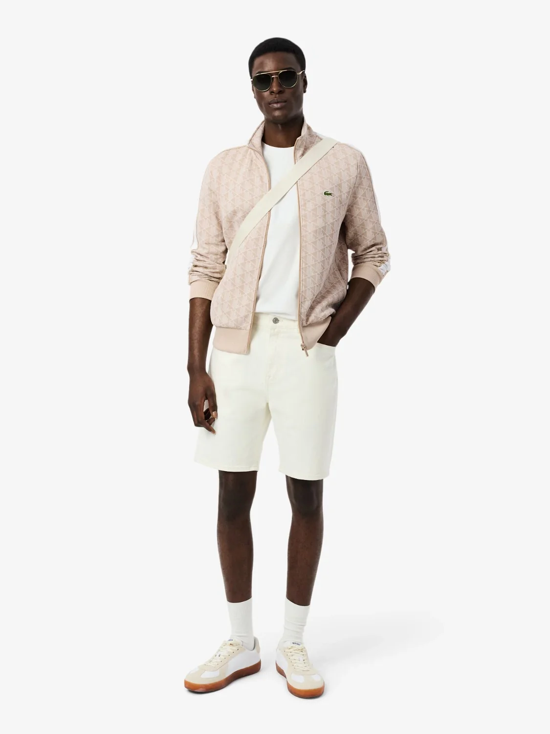 Sweat jacquart monogramme Lacoste beige – Image 4