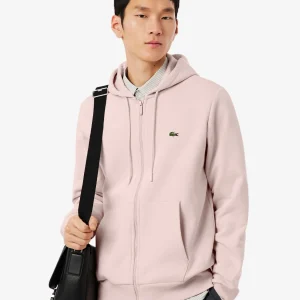 Sweat zippé à capuche Lacoste rose en molleton