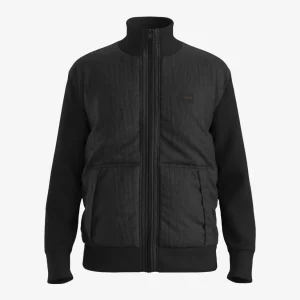 Veste bi-matière BOSS noire en laine